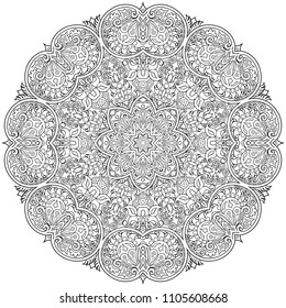Vector abstract floral ethnic hand drawn line art mandala  