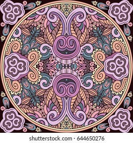 Vector abstract floral ethnic hand drawn mandala