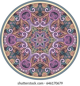 Vector abstract floral ethnic hand drawn mandala