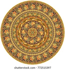 Vector abstract floral ethnic hand drawn mandala