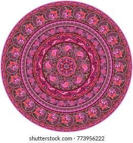 Vector abstract floral ethnic hand drawn mandala