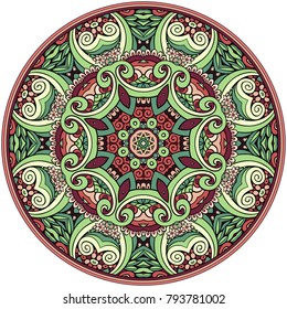 Vector abstract floral ethnic hand drawn mandala