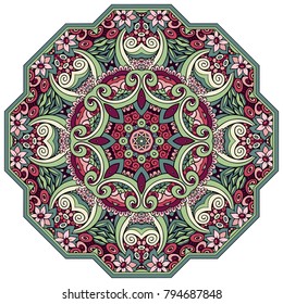 Vector abstract floral ethnic hand drawn mandala