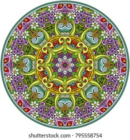 Vector abstract floral ethnic hand drawn mandala