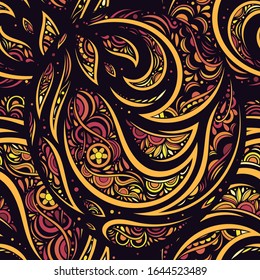 Vector Abstract Floral Fire Seamless Pattern
