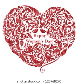 Vector abstract floral heart icon. Creative women's day design element. Love concept.