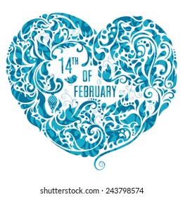 Vector abstract floral heart. Love concept. 