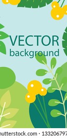 Vector abstract floral herbal background with spring leaves and flowers for banners, posters, cover design templates and wallpapers