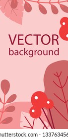 Vector abstract floral herbal background with spring leaves and flowers for banners, posters, cover design templates and wallpapers