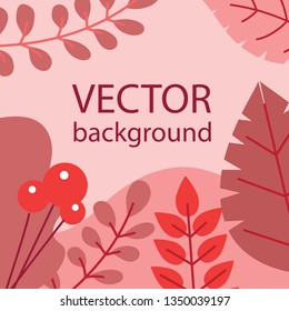 Vector abstract floral herbal background set with spring or summer leaves and flowers for banners, posters, cover design templates and wallpapers in flat design