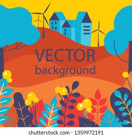 Vector abstract floral herbal background set with spring or summer leaves and flowers for banners, posters, cover design templates and wallpapers in flat design 