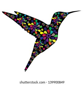vector abstract floral hummingbird