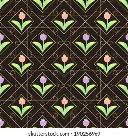vector abstract floral illustration with geometric shapes