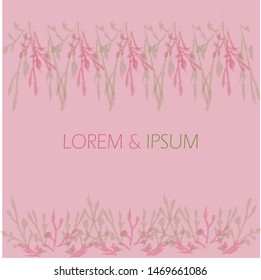 Vector abstract floral invitation background.Pink gray invitation card for wedding,birthday,party,fashion show,housewarming party,garden party,etc.Pink gray abstract flower on pink background. 