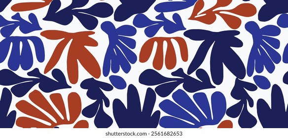 vector abstract floral, leaf and modern shapes drawing illustration seamless repeat pattern fashion and home decor print fabric digital artwork,stock
