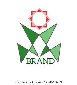 Vector abstract floral logo in green and red color