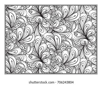 Vector abstract floral pattern for antistress coloring
