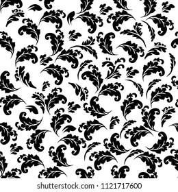 Vector abstract floral pattern. Pattern with leaves. Wallpapers for your design. Royal pattern with floral ornament. Seamless wallpaper with a damask pattern. Vector illustration. 