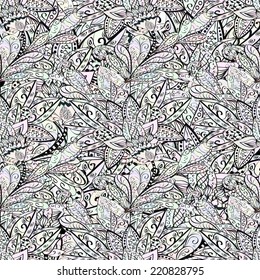 vector abstract floral pattern, monochrome, 