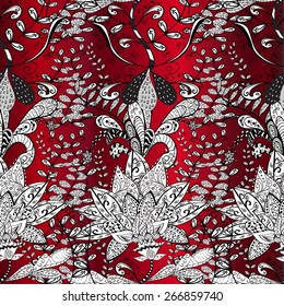 vector abstract floral pattern on red gradient background 