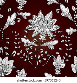 vector abstract floral pattern on dark brown round gradient