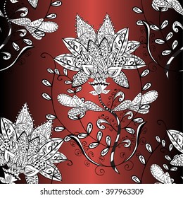 vector abstract floral pattern on dark brown and red gradient