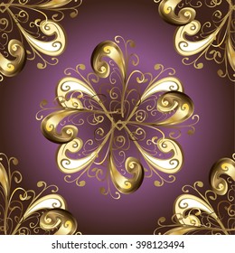 vector abstract floral pattern on purple round gradient