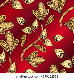 vector abstract floral pattern on red gradient