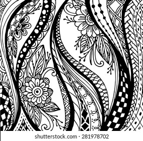 Vector of Abstract floral pattern in zentangle style