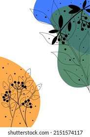 vector abstract floral poster, background with shapes and plants