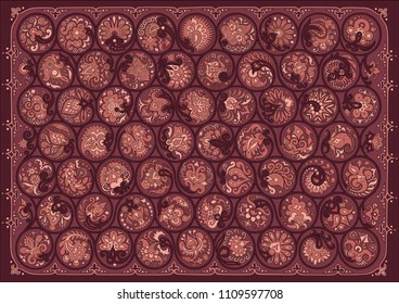 Vector abstract floral round braided elements illustration