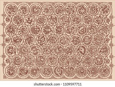 Vector abstract floral round braided elements illustration