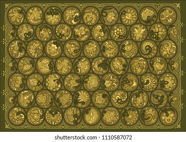 Vector abstract floral round braided elements illustration