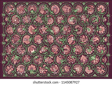 Vector abstract floral round braided elements illustration