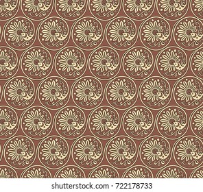 Vector abstract floral round braided elements seamless pattern