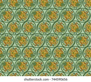 Vector abstract floral round braided elements seamless pattern