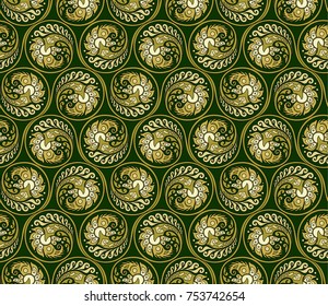 Vector abstract floral round braided elements seamless pattern