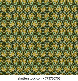 Vector abstract floral round braided elements seamless pattern