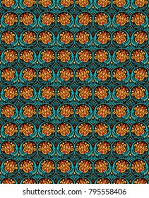 Vector abstract floral round braided elements seamless pattern