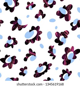 Vector abstract floral seamless pattern. Simple fantasy flowers stylized as daisies. Ovals and petals. Animal skin illusion. Plane background for textile, fabric, wrapping and surface.