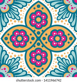 Vector abstract floral seamless pattern, ornamental background, repeat geometric tiles, flower figures, curved lines, grid, lattice. Elegant monochrome ornament texture.