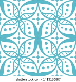 Vector abstract floral seamless pattern, ornamental background, repeat geometric tiles, flower figures, curved lines, grid, lattice