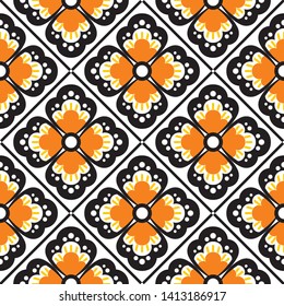 Vector abstract floral seamless pattern, ornamental background, repeat geometric tiles, flower figures, curved lines, grid, lattice