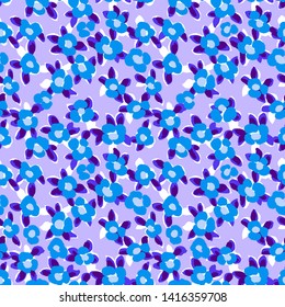 Vector abstract floral seamless pattern with daisies. Simple fantasy flowers made of small buds and petals. Glade of flowers. Flat background for textile, fabric, wrapping and surface.