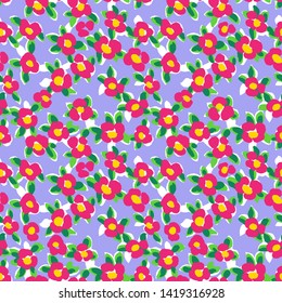 Vector abstract floral seamless pattern with daisies. Simple fantasy flowers made of small buds and petals. Glade of flowers. Flat background for textile, fabric, wrapping and surface.