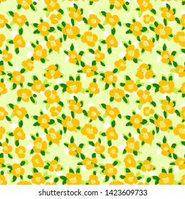 Vector abstract floral seamless pattern with daisies. Simple fantasy flowers made of small buds and petals. Glade of flowers. Flat background for textile, fabric, wrapping and surface.