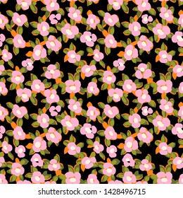 Vector abstract floral seamless pattern with daisies. Simple fantasy flowers made of small buds and petals. Glade of flowers. Flat background for textile, fabric, wrapping and surface.