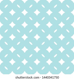 Vector abstract floral seamless pattern. Diamond grid ornament. Subtle ornamental background. White and cyan color. Simple geometric texture with small rhombuses, lines, tiles. Elegant repeat design
