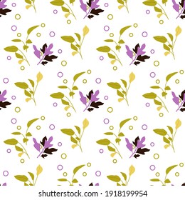 Vector Abstract floral Seamless pattern Illustration Herb Leaves Plants Summer Spring Natural background. Design for textile, clothing, print