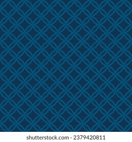 Vector abstract floral seamless pattern. Elegant dark blue background. Simple minimal geometric ornament. Subtle modern texture with diamond grid, stars, rhombuses, lattice. Repeating geo design